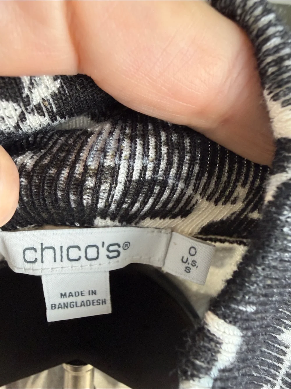 Chico's Black & White Floral Turtleneck Sweater
